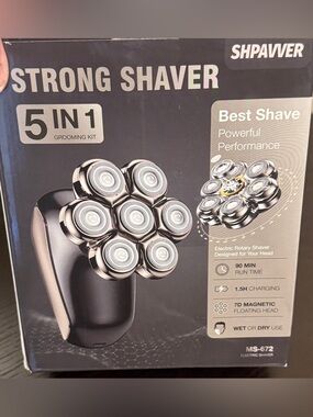 SHPAVVER 7D 5 IN 1 Grooming Kit Mens Electric Wet Dry Rotary Shaver NIB